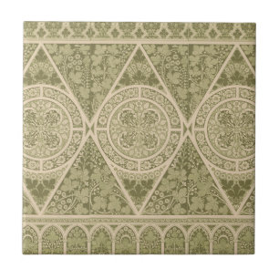 Azulejo De Cerâmica Vintage Green Art Nouveau Padrão Floral