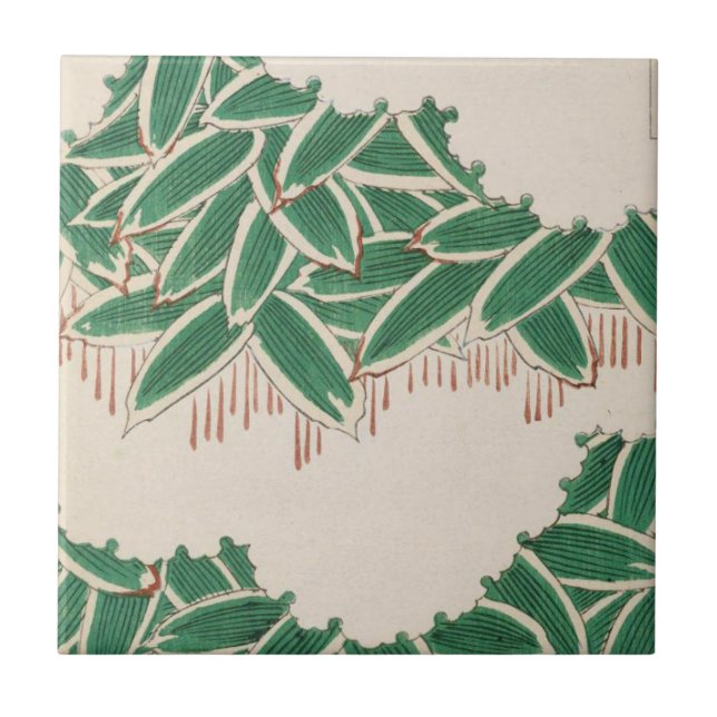 Azulejo De Cerâmica Vintage Green Jungle Deco (Frente)
