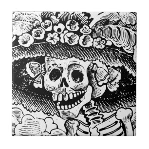 Azulejo De Cerâmica Vintage - Halloween Do Crânio