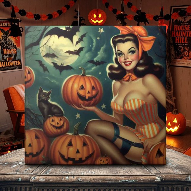 Azulejo De Cerâmica Vintage Halloween Pin Up (Criador carregado)