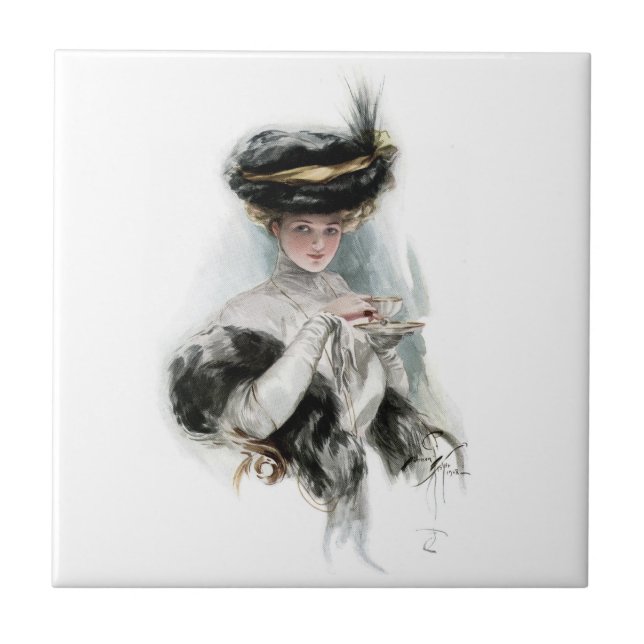 Azulejo De Cerâmica Vintage Harrison Fisher (Frente)