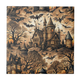 Azulejo De Cerâmica Vintage Haunted House