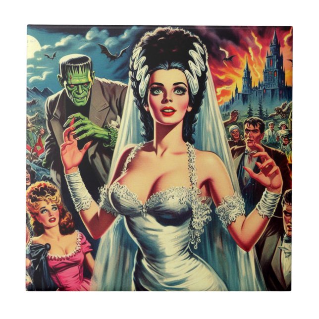 Azulejo De Cerâmica Vintage Horror Bride (Frente)