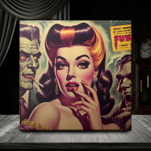 Azulejo De Cerâmica Vintage Horror Gótico Girl