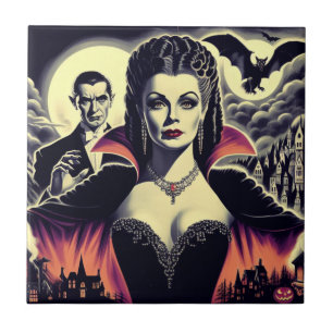 Azulejo De Cerâmica Vintage Hot Vampire Woman