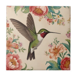 Azulejo De Cerâmica Vintage Hummingbird