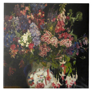 Azulejo De Cerâmica Vintage Isobel Lilian Gloag Um bando de flores