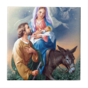 Azulejo De Cerâmica Vintage Joseph E Mary Com O Bebê Jesus