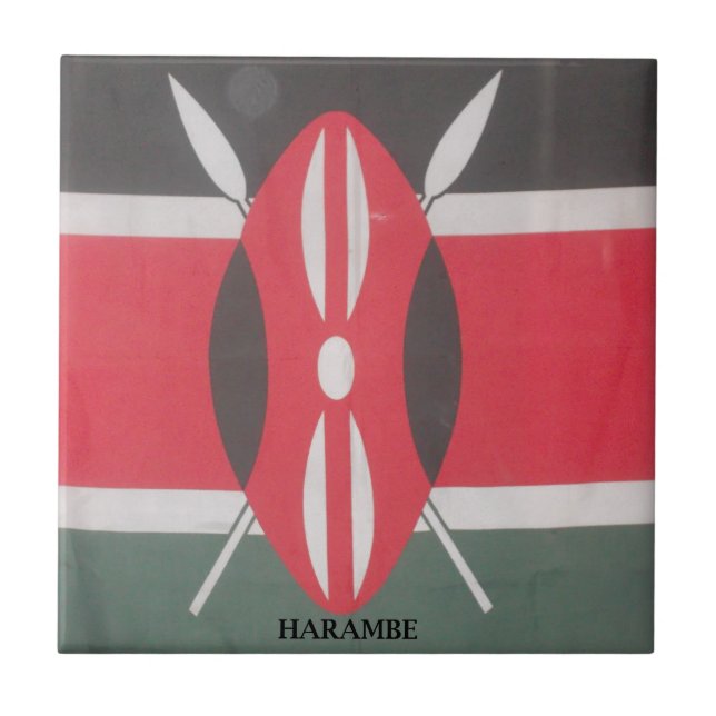 Azulejo De Cerâmica Vintage Kenya Flag Harambe Design (Frente)