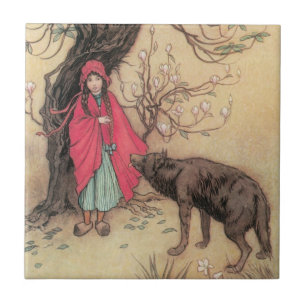 Azulejo De Cerâmica Vintage Little Red Riding Hood by Warwick Goble