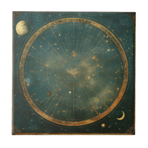 Azulejo De Cerâmica Vintage Lunar Celestial Map Design (2)