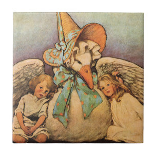 Azulejo De Cerâmica Vintage Mãe Goose Filhos Jessie Willcox Smith