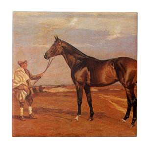 Azulejo De Cerâmica Vintage Man with Brown Race Horse