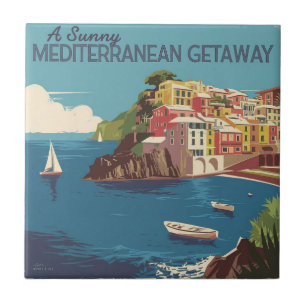 Azulejo De Cerâmica Vintage Mediterranean Getaway Viagem