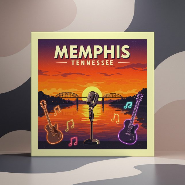 Azulejo De Cerâmica Vintage Memphis Tennessee (Criador carregado)