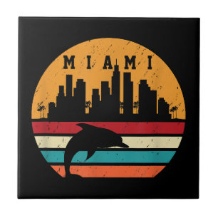 Azulejo De Cerâmica Vintage Miami Dolphin Silhouette Souvenir Dolp, 80
