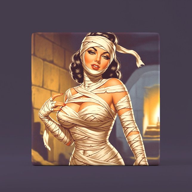 Azulejo De Cerâmica Vintage Mummy Pin-up (Criador carregado)