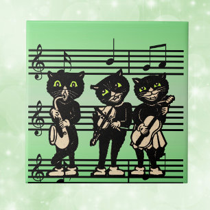 Azulejo De Cerâmica Vintage Musical Black Cats