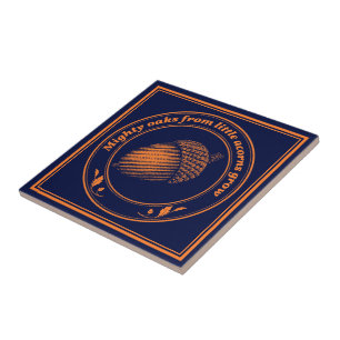 Azulejo De Cerâmica Vintage Orange Proverb Oak Acorn Folaves