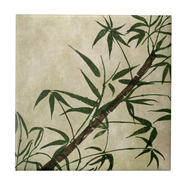 Azulejo De Cerâmica Vintage Oriental Bamboo 1 (Frente)
