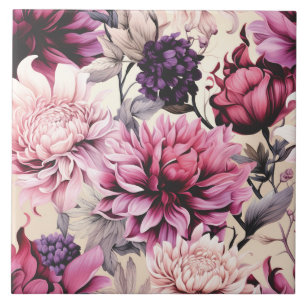 Azulejo De Cerâmica Vintage Padrão de cor-de-rosa