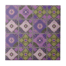 Azulejo De Cerâmica Vintage Patchwork Purple Lavanda Green