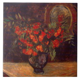 Azulejo De Cerâmica Vintage Paul Gauguin Fllowers Floral Red Buquê