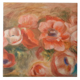 Azulejo De Cerâmica Vintage Pierre Auguste Renoir Blue Pink Anemones