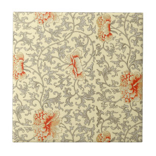 Azulejo De Cerâmica Vintage Pink Cinza Botânica Floral