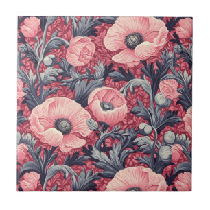 Azulejo De Cerâmica Vintage Pink Poppies Floral