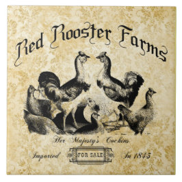 Azulejo De Cerâmica Vintage Poultry Fazenda Advertisement