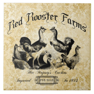Azulejo De Cerâmica Vintage Poultry Fazenda Advertisement