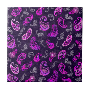 Azulejo De Cerâmica Vintage Purple Paisley