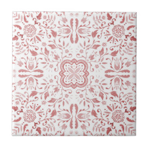 Azulejo De Cerâmica Vintage Red Pattern Floral Cottagecore