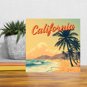 Azulejo De Cerâmica Vintage Retro California Beach Viagem Card