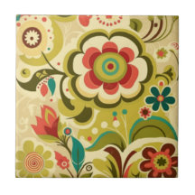 Vintage retro design verde-claro-floral