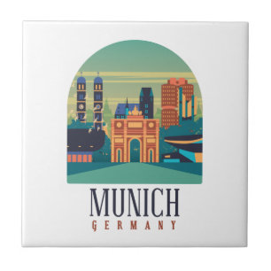 Azulejo De Cerâmica Vintage Retro Munich Bavaria Alemanha