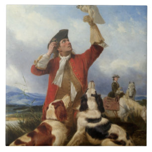 Azulejo De Cerâmica Vintage Richard Ansdell Bird Dogs Animal Hawking