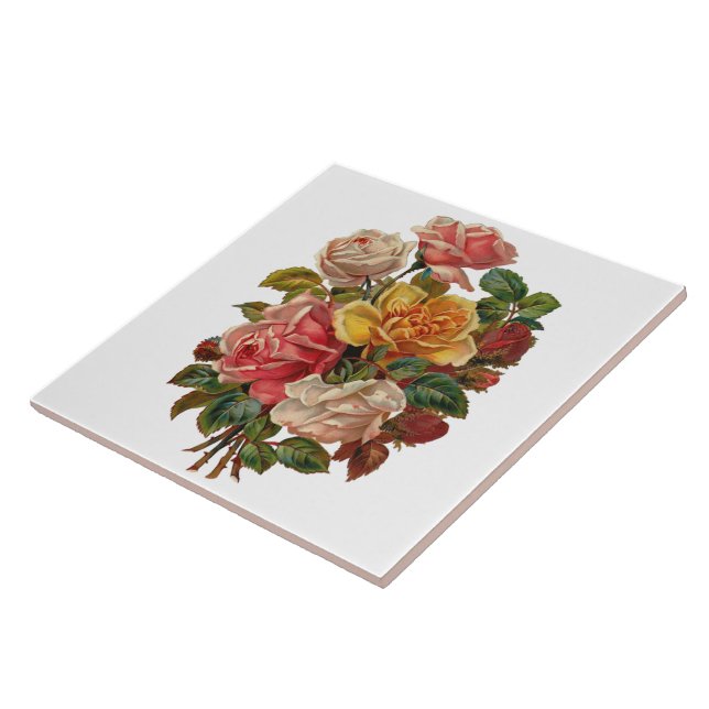 Azulejo De Cerâmica Vintage Rose Bouquet (Lateral)