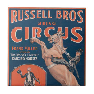 Azulejo De Cerâmica Vintage Russell Brothers Circus Poster.