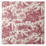 Azulejo De Cerâmica Vintage Rustic Fazenda Francesa Toile-Red & Tan<br><div class="desc">Este adorável padrão antigo do Tóile de jouy francês,  datado de cerca de 1780,  mostra cenas de alegre fazenda rústica incluindo animais,  ruínas antigas,  casacos e camponeses envolvidos no trabalho e brincam em vermelho burgandy e bronzeado.</div>
