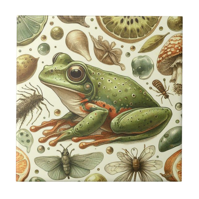 Azulejo De Cerâmica Vintage Sapo sem costura (Frente)