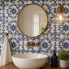 Azulejo De Cerâmica Vintage Sapphire Elegant Blue Ornamental Mosaic