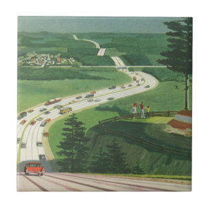 Azulejo De Cerâmica Vintage Scense American Highways, Cars Road Trip