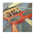 Azulejo De Cerâmica Vintage Science Ficting Carro Voador Futurístico<br><div class="desc">Imagem de vintage: viagem de ficção científica futurista e imagem de transporte. Um casal andando em um carro voador à noite com os faróis acesos. Parece um velho carro da polícia com a luz giratória no topo do telhado. Um clássico design de ficção científica de quadrinhos retrógrados do 50 do...</div>