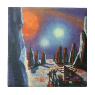 Azulejo De Cerâmica Vintage Science Ficting Planeta Estrangeiro com Al