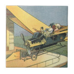 Azulejo De Cerâmica Vintage Science Fiction Steampunk Carro Convertíve<br><div class="desc">Ilustração venenosa viagem futurista vitoriana e ficção científica de transporte design com asas a vapor-punk apresentando um carro voador conversível. O motorista está prestes a aterrissar seu carro futurista (ou é um avião) na loja de chocolate no futuro. Um clássico design de ficção científica de quadrinhos retrô.</div>