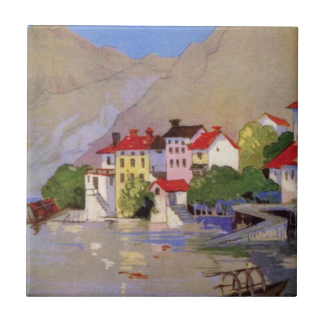 Azulejo De Cerâmica Vintage Selands Village Itália Turismo (Frente)