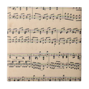 Azulejo De Cerâmica Vintage Sheet Music Score Black and White Notes