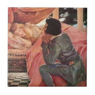 Azulejo De Cerâmica Vintage Sleeping Beauty por Jessie Willcox Smith